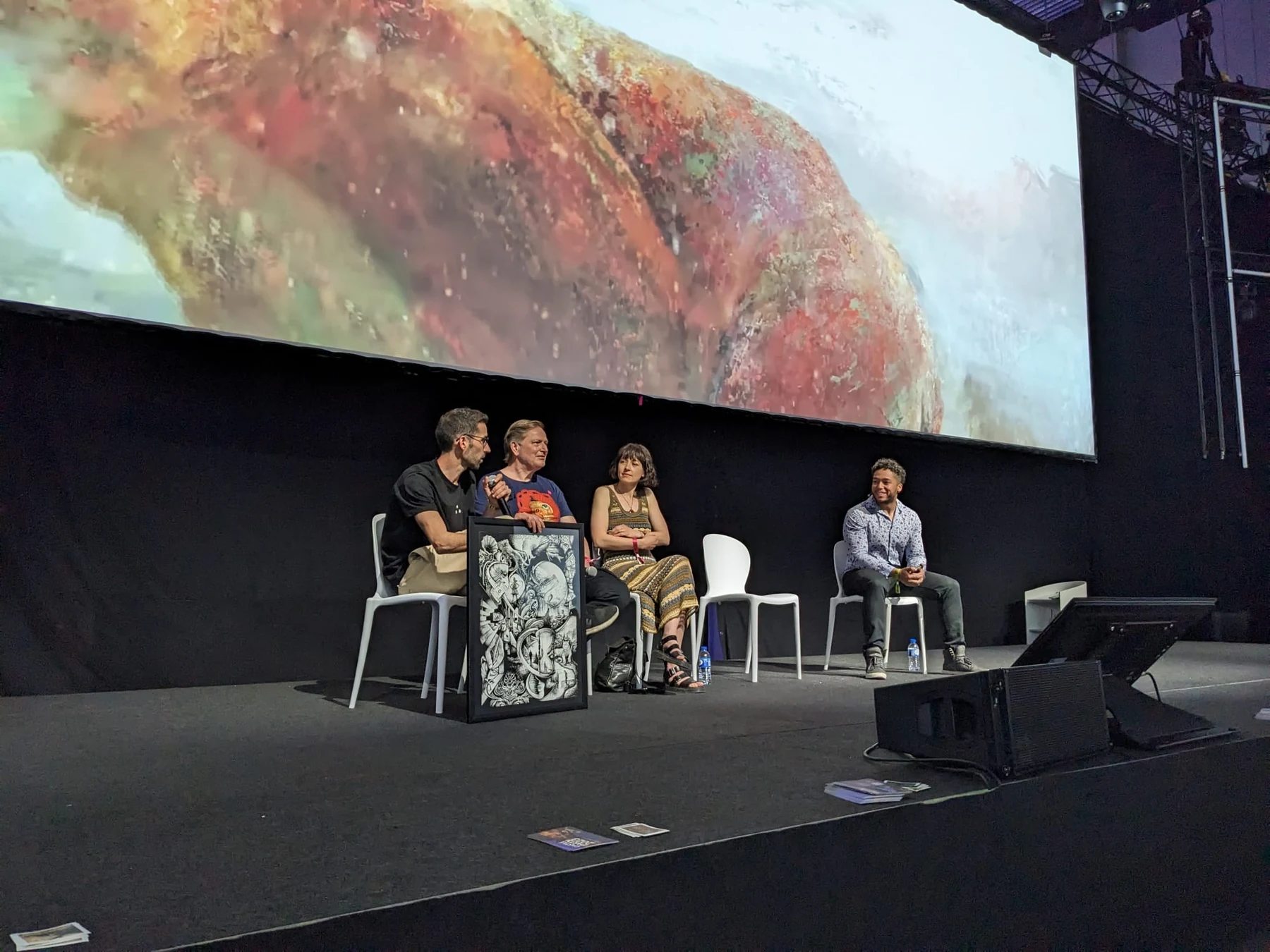 Art Angels presentation with physical artwork at NFC Lisbon